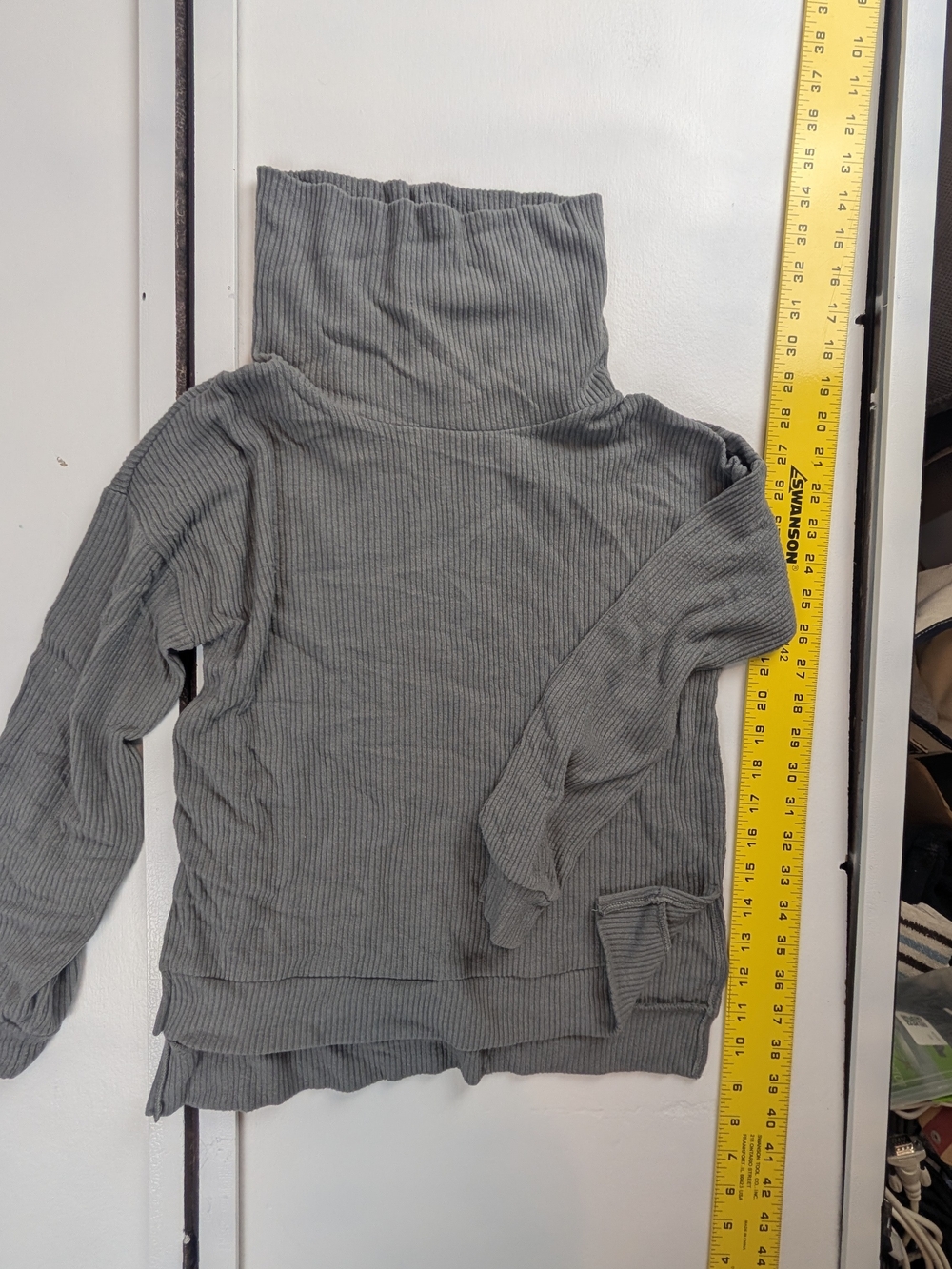 Kids Ribbed Turtleneck Sweater - Gray